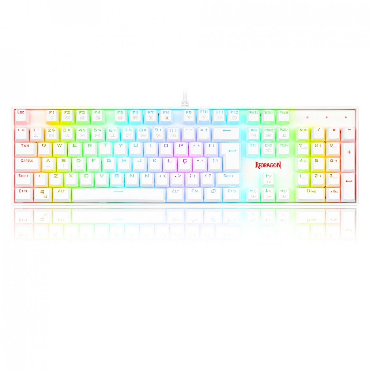 TECLADO MECANICO MITRA RGB REDRAGON BRANCO (SWITCH VERMELHO)