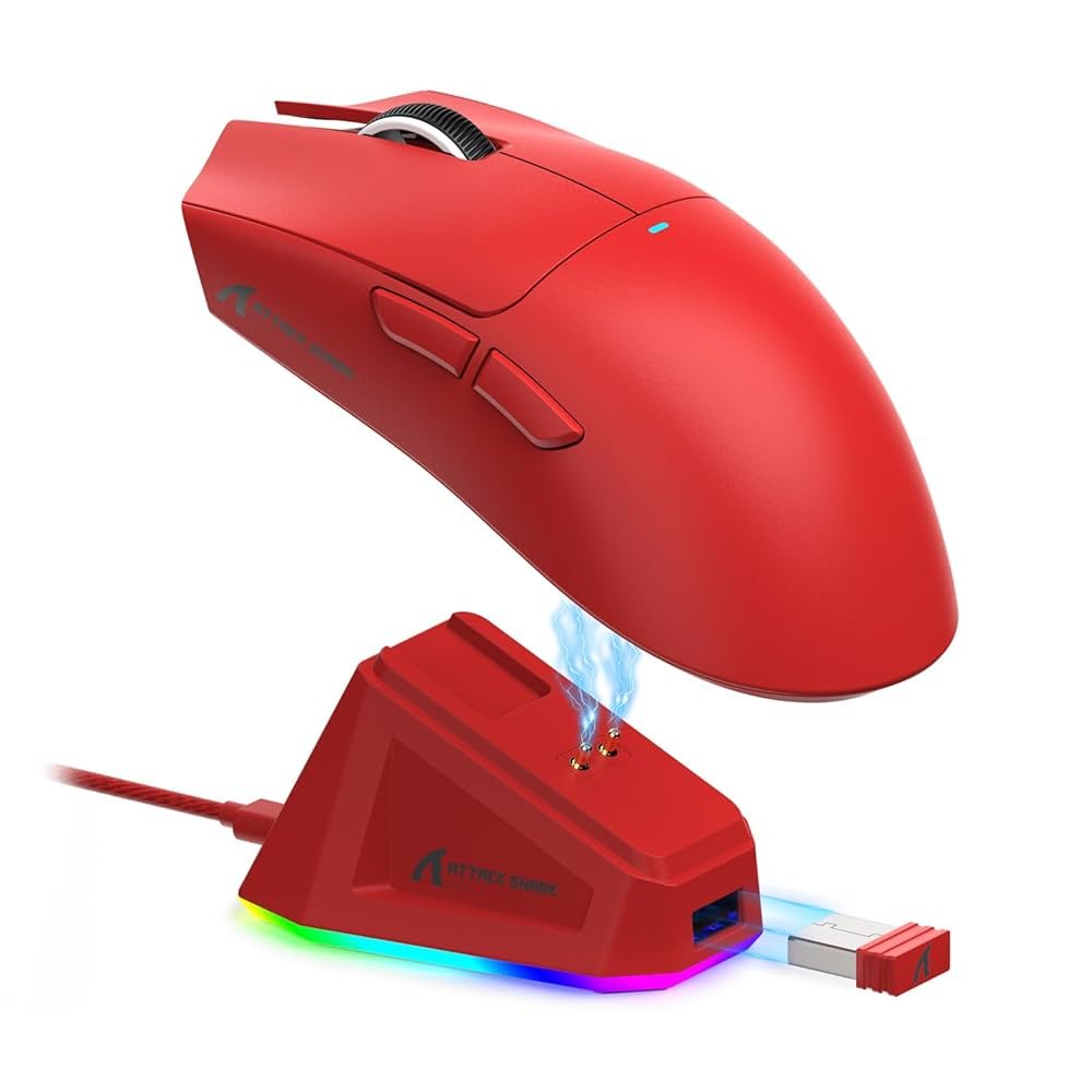 MOUSE GAMER X11 ATTACK SHARK 2.4G SEM FIO RGB  (VERMELHO)