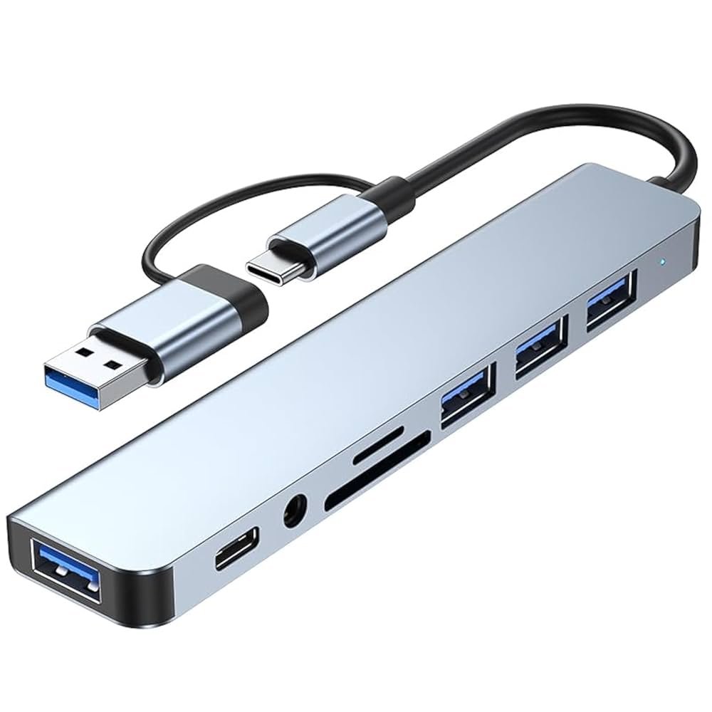 HUB USB 3.0/C 8 EM 1 (USB-C / P2 / CARTÃO SD /MICRO SD / USB 3.0 )