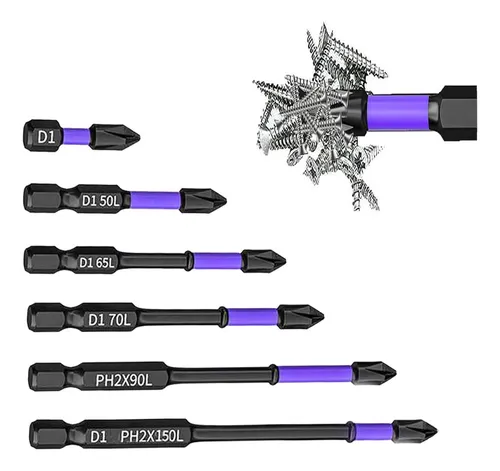 KIT COM 6 PONTAS DE CHAVES DE FENDAS MAGNÉTICAS 