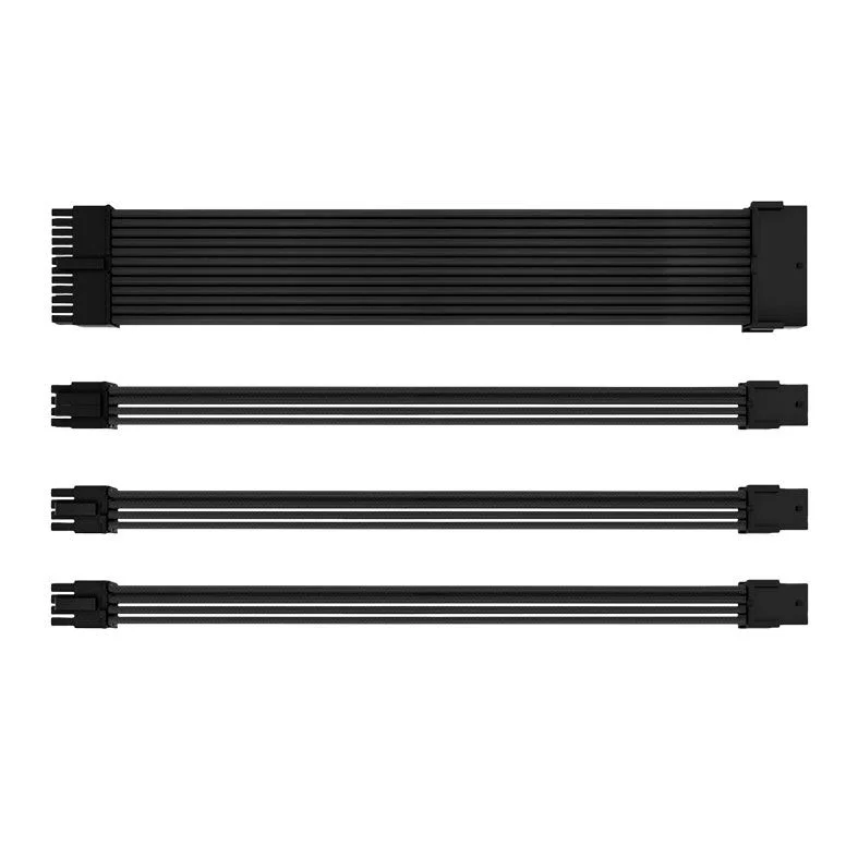 KIT CABO DE EXTENSÃO SLEEVED PSU 30 CM PRETO (1x 24P, 1x 4+4P, 2x 6+2P)