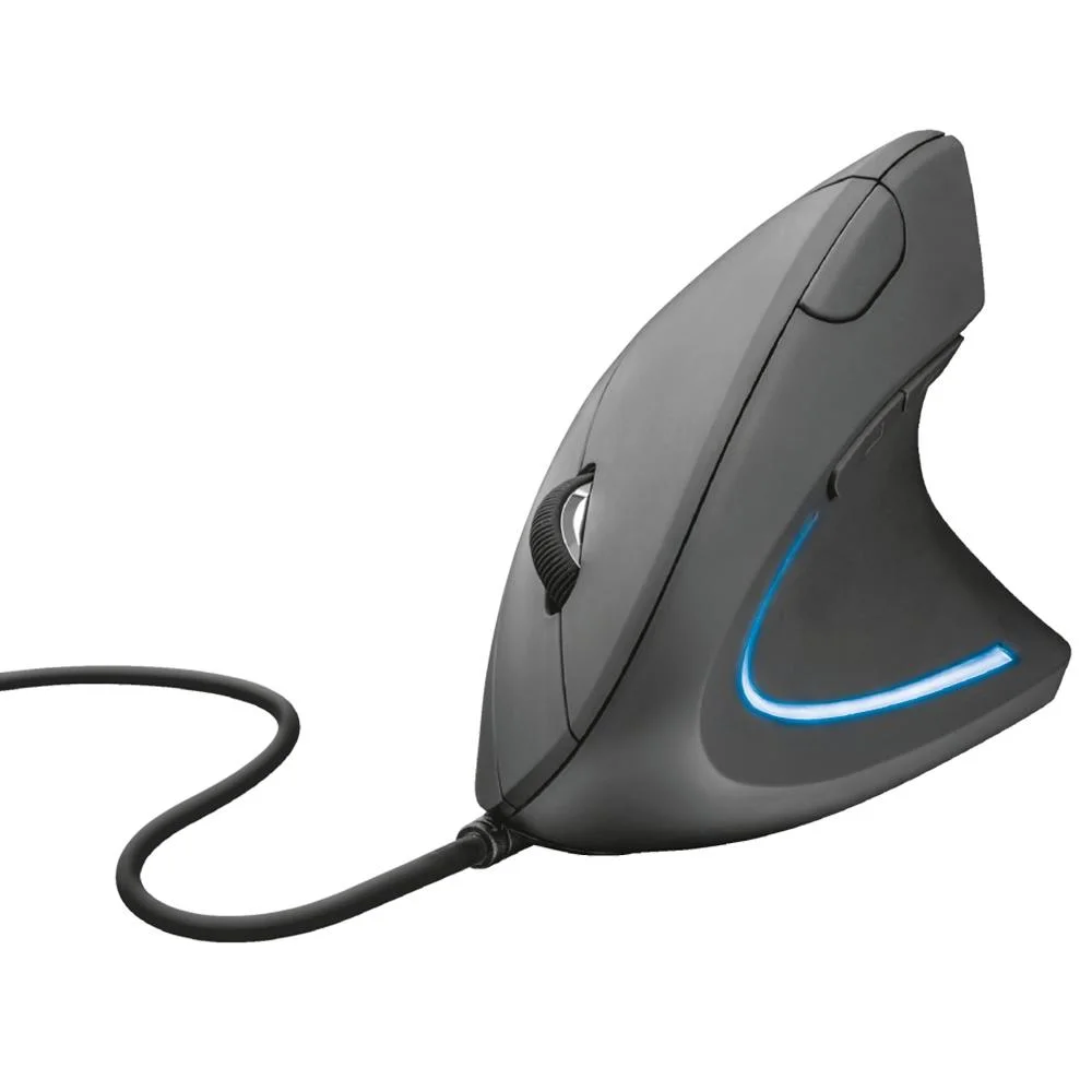 MOUSE TRUST VERTICAL ERGONÔMICO VERTO, LED AZUL, 6 BOTÕES 