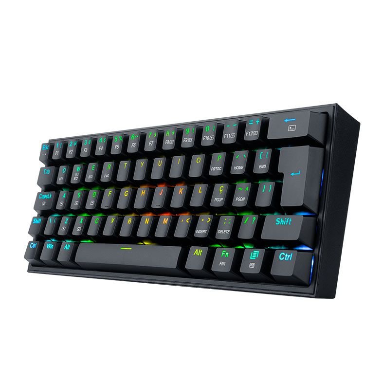 TECLADO MECANICO FIZZ PRO RGB WIRELESS REDRAGON PRETO (SWITCH MARROM)