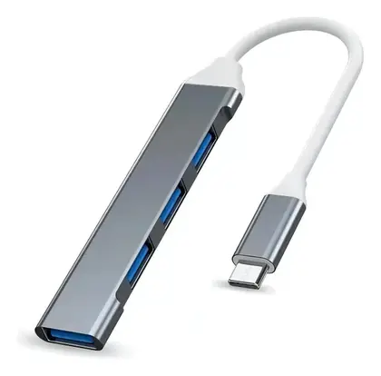 MINI HUB USB TIPO C 4 PORTAS (3 X 2.0 / 1 X 3.0) CINZA/BRANCO
