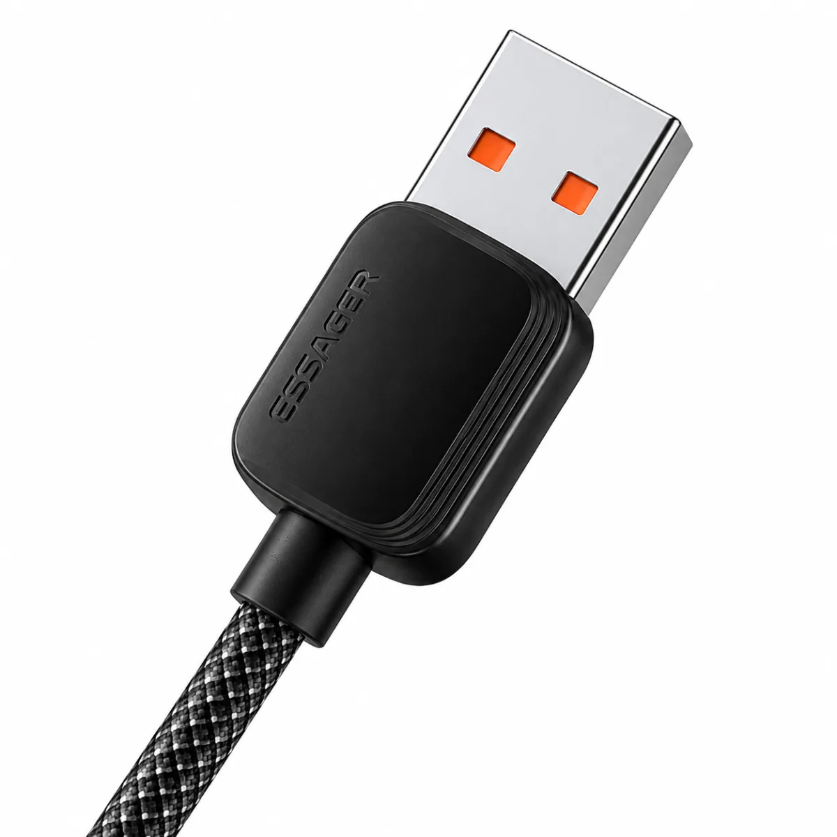 CABO CARREGADOR COM FONTE USB A P/ USB C ESSAGER 20W 1M - PRETO