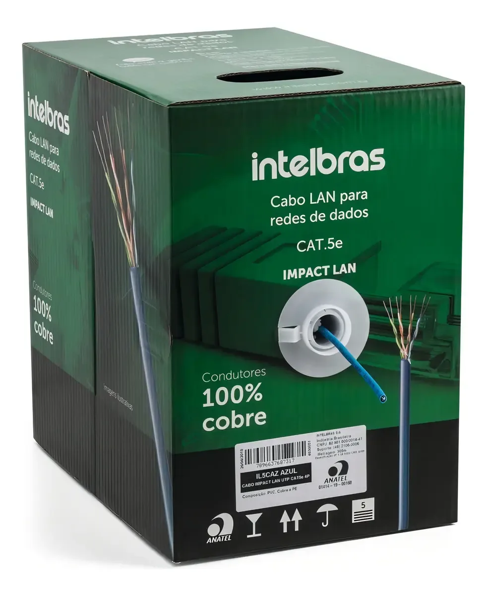 CABO DE REDE CAT5E INTELBRAS 100% COBRE P/ METRO