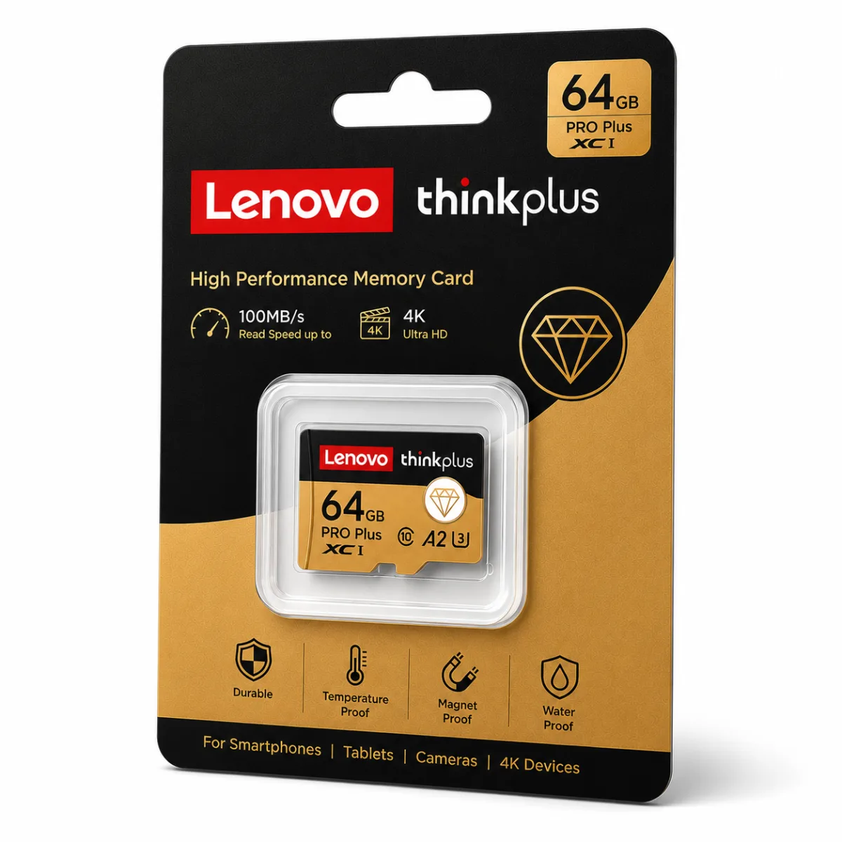 CARTÃO DE MEMORIA MICRO SD THINKPLUS 64GB A2 V30 4K LENOVO PLATINUM