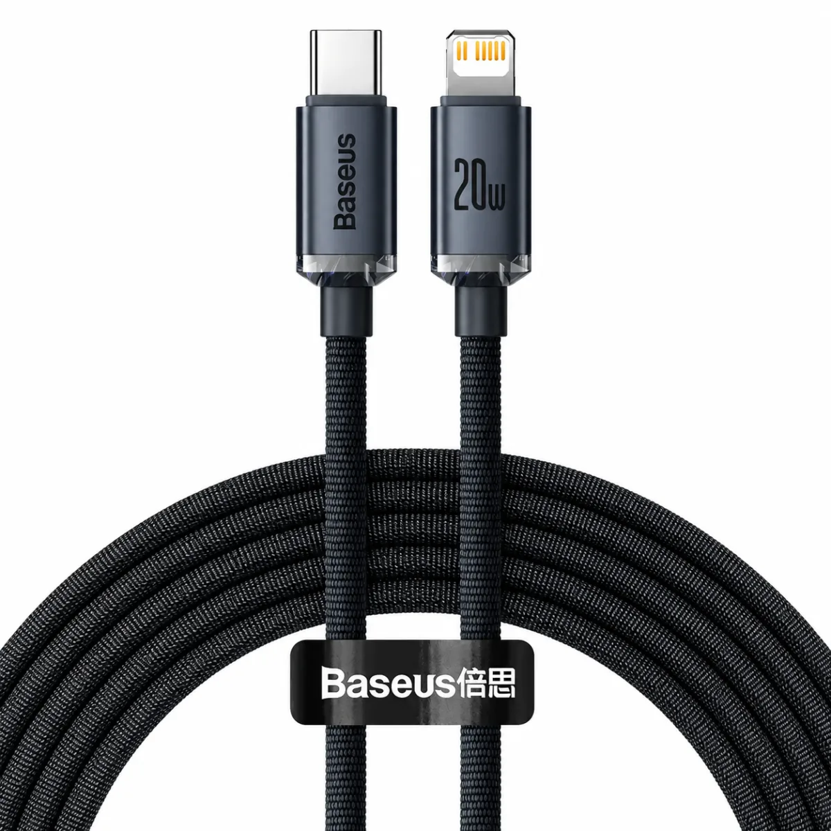 CABO CARREGADOR IPHONE USB C P/ LIGHTNING BASEUS TPE 20W 1.2M - PRETO