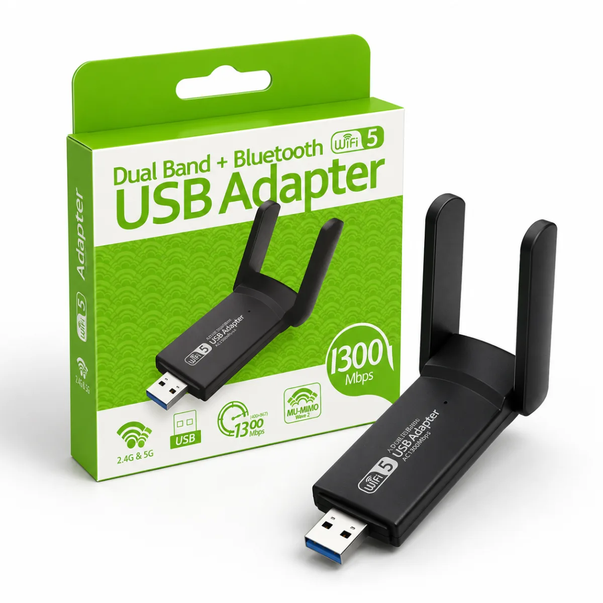 ADAPTADOR WI-FI USB 3.0 DUAL BAND 1300MB FENVI + BT 4.2 (2 ANTENAS)