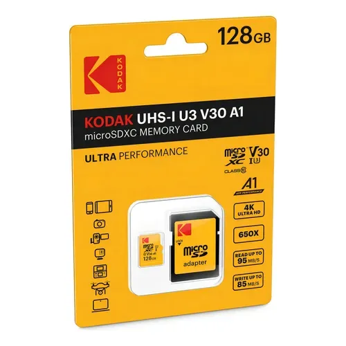 CARTÃO DE MEMORIA KODAK MICRO SD UHS-I V3 A1 128GB