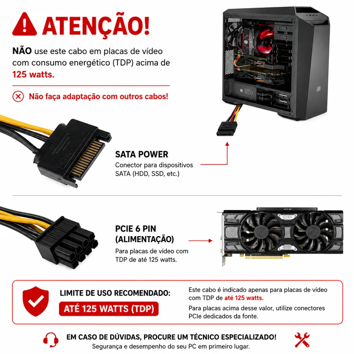 CABO ADAPTADOR SATA -> 8PIN PCIE (6+2)