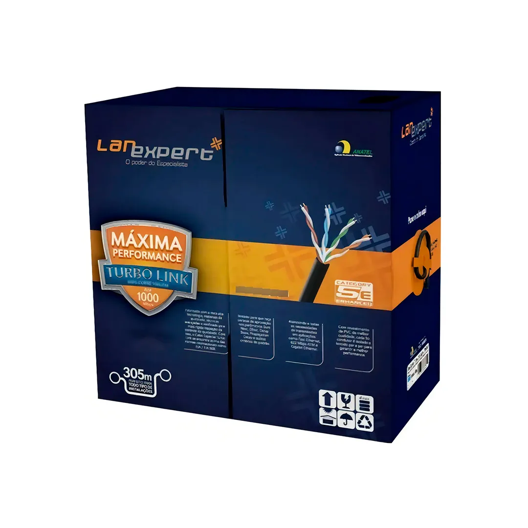 CABO DE REDE CAT5E LAN EXPERT 100% COBRE P/ METRO