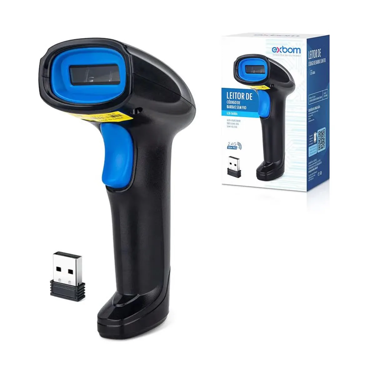 LEITOR DE CODIGO DE BARRAS S/FIO LCB-S600A EXBOM 
